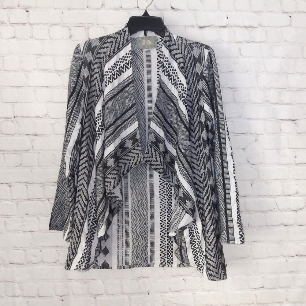 Silverado Apparel Womens Open Front Cardigan Small Black Southwestern Aztec USA